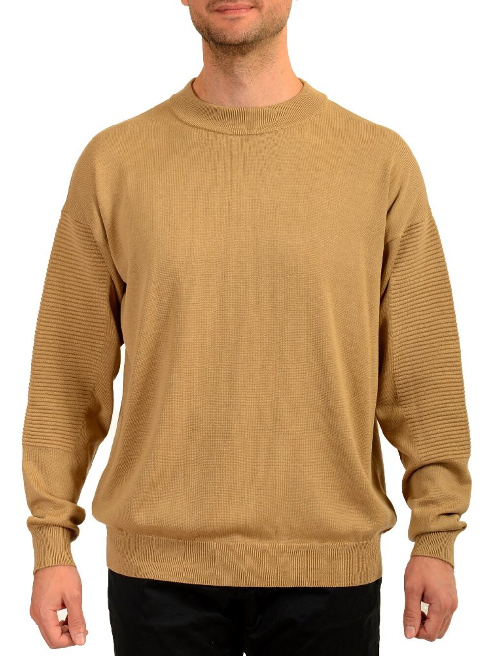 Scuderia Ferrari Men's Beige Silk Crewneck Pullover Sweater US 2XL IT 56